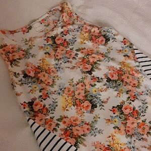 Floral/striped multicolored child's t-shirt dress, HerShe, Size Youth 14